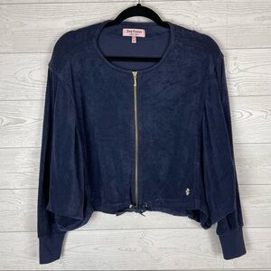 Juicy Couture Navy Blue Velour Terry Cloth Jacket Size Small
